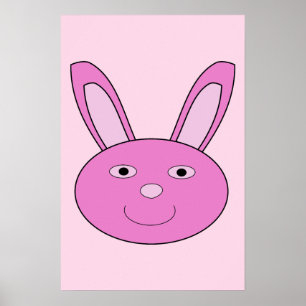 Süßes rosa Mädchen-Hasen-Gesicht Frühling Ostern Poster