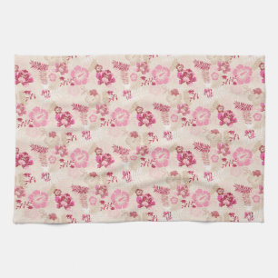 Süßes rosa modernes Blumenmuster Geschirrtuch