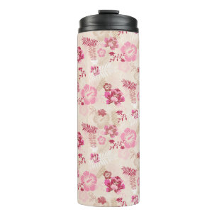 Süßes rosa modernes Blumenmuster Thermosbecher