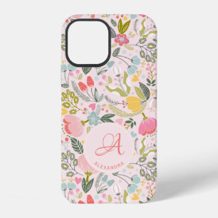 Süßes rosa Monogramm Name personalisiert Mädchenha iPhone 12 Hülle
