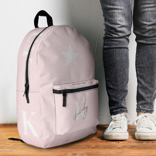 Süßes rosa Monogramm stilvoll zurück zur Schule Bedruckter Rucksack