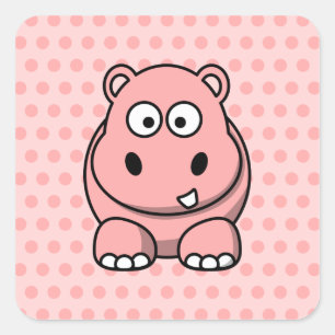 Süßes rosa Nilpferd Quadratischer Aufkleber