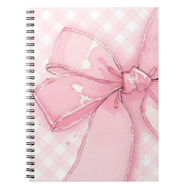 süßes rosa Notizbuch mit Schleife Notizblock (Vorderseite)