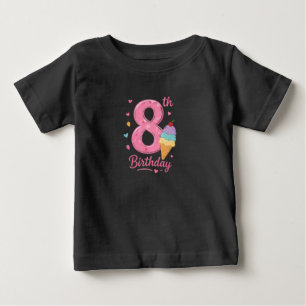 Süßes rosa Nummer-8-Geburtstags-T-Shirt für Mädche Baby T-shirt