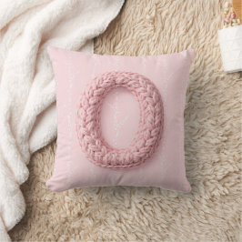 Süßes rosa O Monogramm Anfangs gehäkelt boho Kissen