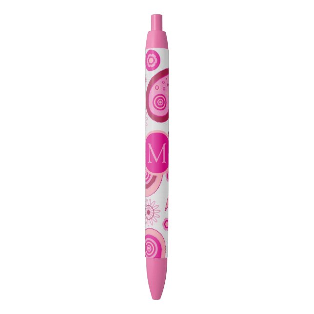 Süßes rosa Paisley-Monogramm Kugelschreiber (Vorderseite Vertikal)