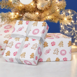 Süßes Rosa personalisiertes Lebkuchenmuster Geschenkpapier