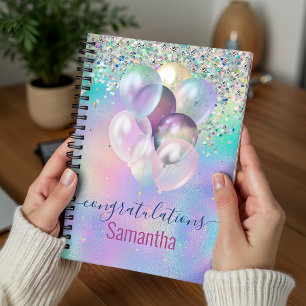 Süßes rosa Regenbogen-Einhorn Glitter-Monogramm-No Planer
