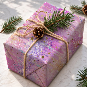 Süßes Rosa Regenbogen Glitter Tropfen Einhorn Geschenkpapier