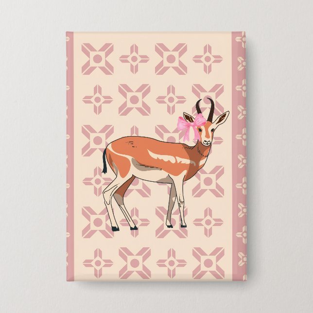 Süßes rosa Reh-muster Weihnachten  Button (Vorderseite)