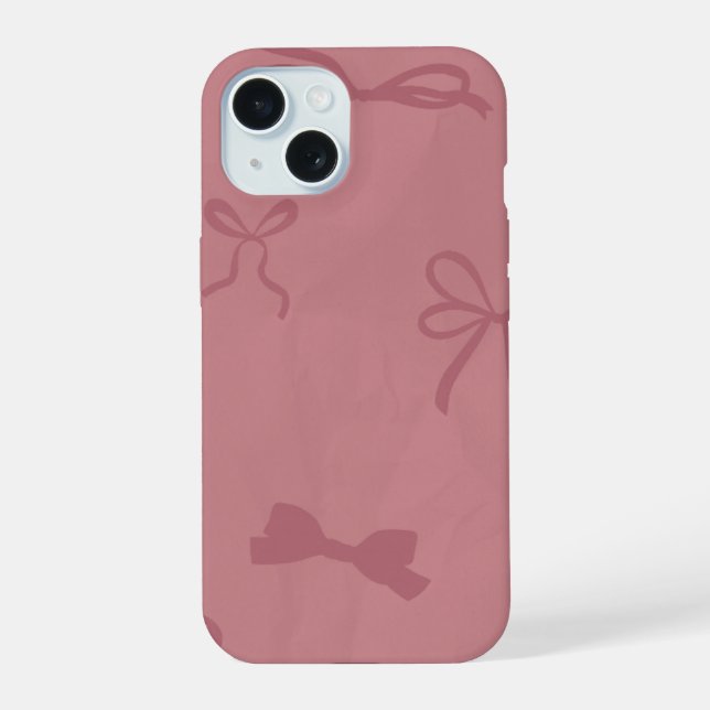 süßes rosa Schleifenmuster iPhone 15 Hülle (Rückseite)