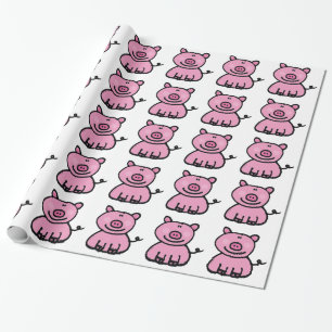 Süßes rosa Schwein Cartoon Geschenkpapier
