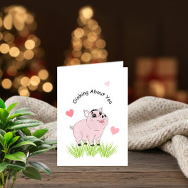 Süßes rosa Schwein zum Valentinstag Karte