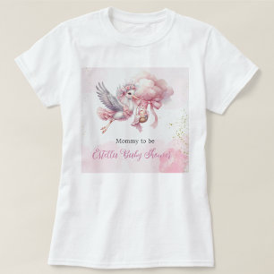 Süßes Rosa-Storch-Baby-Shower-Mommy-to-Be-T-Shirt T-Shirt