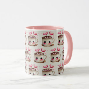 Süßes Rosa und Creme Wasserfarben-Heißgetränk-Must Tasse
