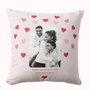 Süßes Rosa und Rotes Herz Muster Foto Valentinstag Kissen
