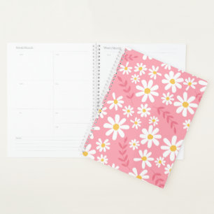 Süßes rosa und weißes Gänseblümchen-Blumenmuster n Planer