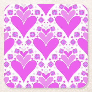 Süßes rosa und weißes modernes trendiges Herzdesig Rechteckiger Pappuntersetzer