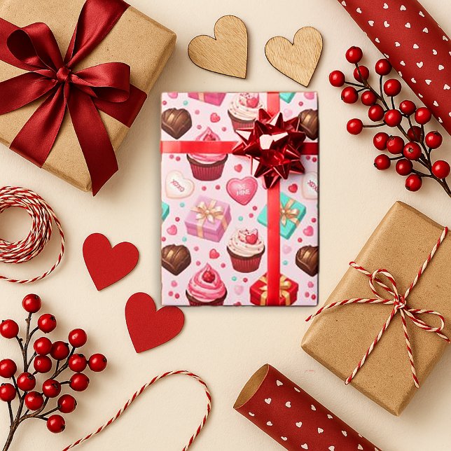 Süßes Rosa Valentinstag Geschenkpapier (Von Creator hochgeladen)
