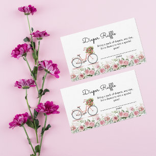 Süßes Rosa Vintage-Fahrrad Mädchen-Windel-Raffle Begleitkarte