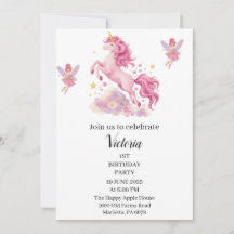 Süßes rosa Wasserfarbe-Einhorn-Fee-Zum-Geburtstag