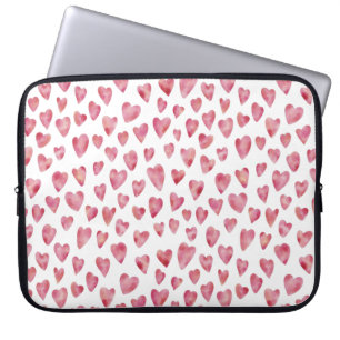 Süßes rosa Wasserfarbe-Liebesherz-Muster Laptopschutzhülle