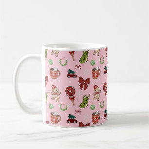 Süßes rosa Weihnachts-Nahtlosmuster Kaffeetasse