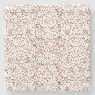 Süßes rosa weißes vintage Blumendesign Steinuntersetzer