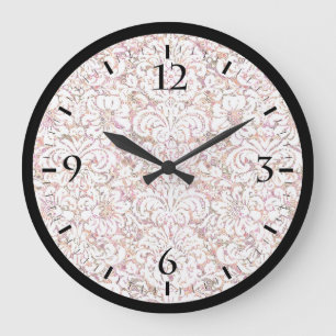 Süßes rosa weißes vintage Blumenmuster Große Wanduhr