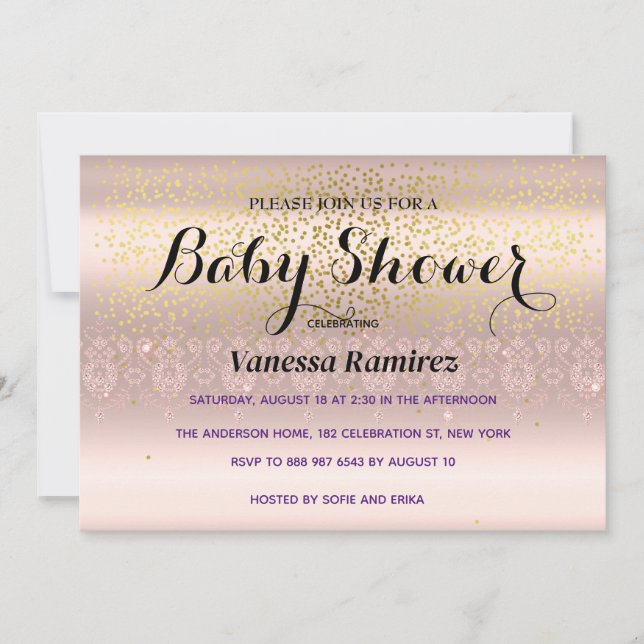 Süßes Rose Gold Kindergeschenk Einladung (Vorderseite)