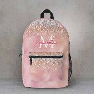 Süßes roségoldenes falsches Silberglitter Monogram Bedruckter Rucksack