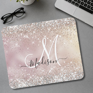 Süßes roségoldenes falsches silbernes Glitter-Mono Mousepad