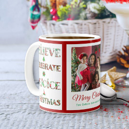 Süßes Rot Grün Weihnachtsmuster Kaffeetasse