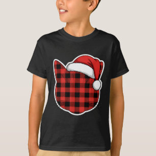 Süßes Rot und Schwarz Buffalo Karo Katze Weihnacht T-Shirt