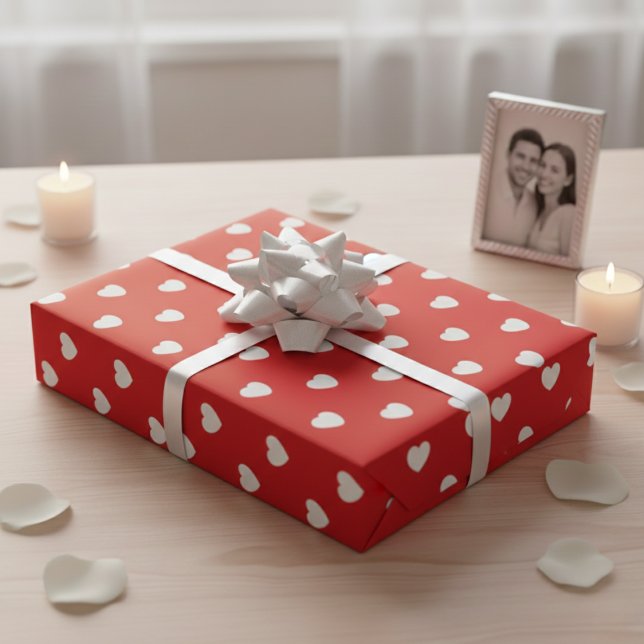 Süßes Rot-Weiß-Valentinstag-Herzen Geschenkpapier (Sweetheart Red & White Valentine Hearts Wrapping Paper)
