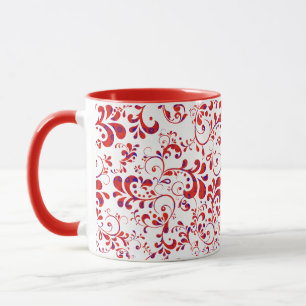 Süßes rot-weißes Blumenmuster Tasse