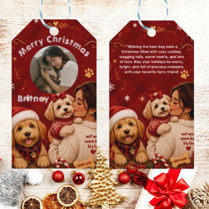 Süßes rotes karmesinrotes Frohe Weihnachten Hundem Geschenkanhänger