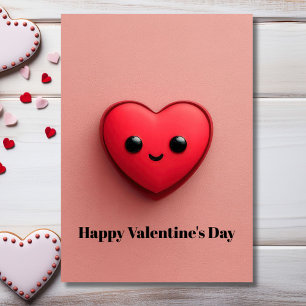 Süßes rotes Kawaii-Herz Valentinstagskarte  Karte
