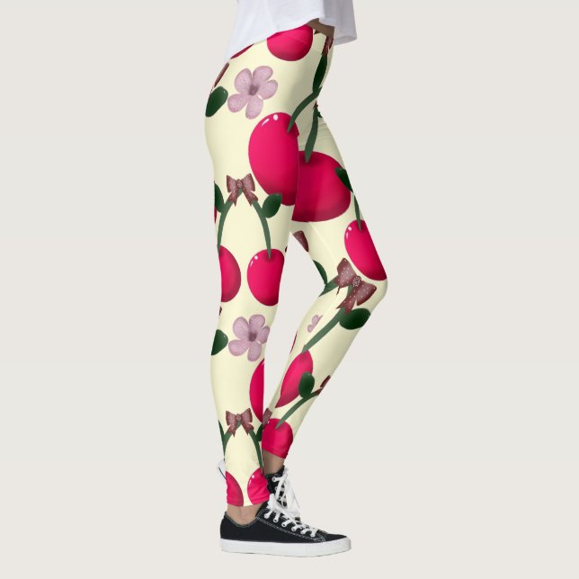 Süßes rotes Kirschenmuster Leggings (Rechts)