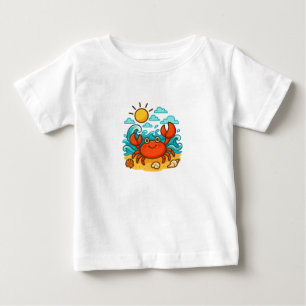 Süßes rotes Krebs Sommer Strand Baby T-Shirt