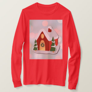 Süßes rotes Lebkuchenhäuschen Weihnachten T-Shirt