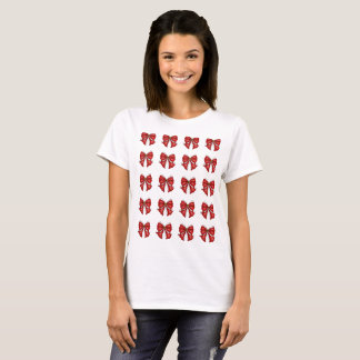 Süßes rotes Schleifenband-Muster T-Shirt