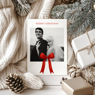 Süßes rotes Schleifenfoto Frohe Weihnachten