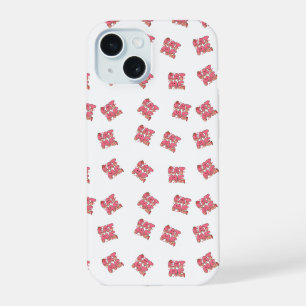 Süßes rotes Teddybär-Muster Kawaii-Tier nahtlos iPhone 15 Hülle