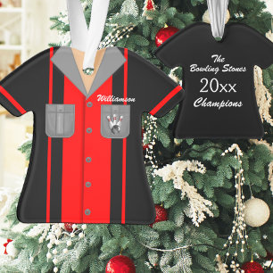 Süßes rotes und schwarzes Bowling-Shirt Ornament
