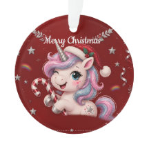 Süßes rotes Weihnachts-Einhorn-Mädchen-Foto