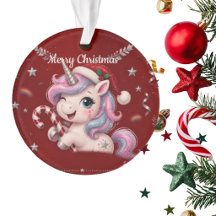 Süßes rotes Weihnachts-Einhorn-Mädchen-Foto