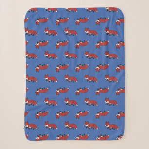 Süßes Rotfuchs-Muster Blau Baby Kinder Sherpadecke