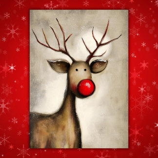 Süßes Rotnasen-Rentier-Weihnachten Feiertagskarte