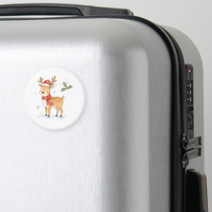 Süßes Rotnasenrentier mit Schal für Weihnachten Magnet